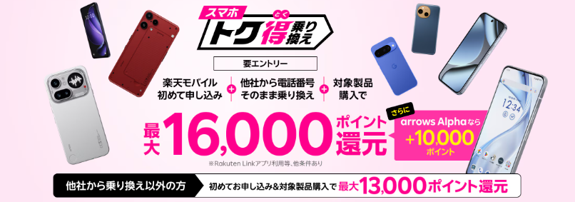楽天モバイル スマホトク得乗り換え