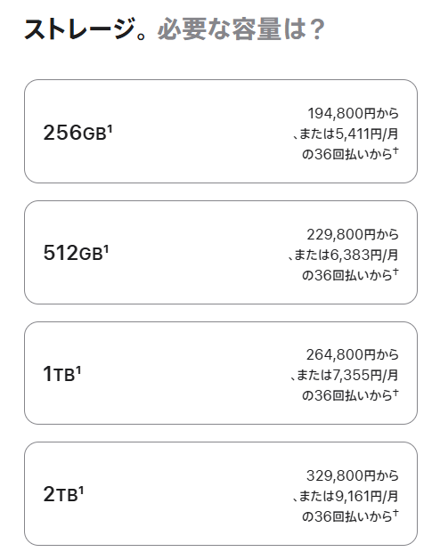 iPhone17 Pro Max ストレージ