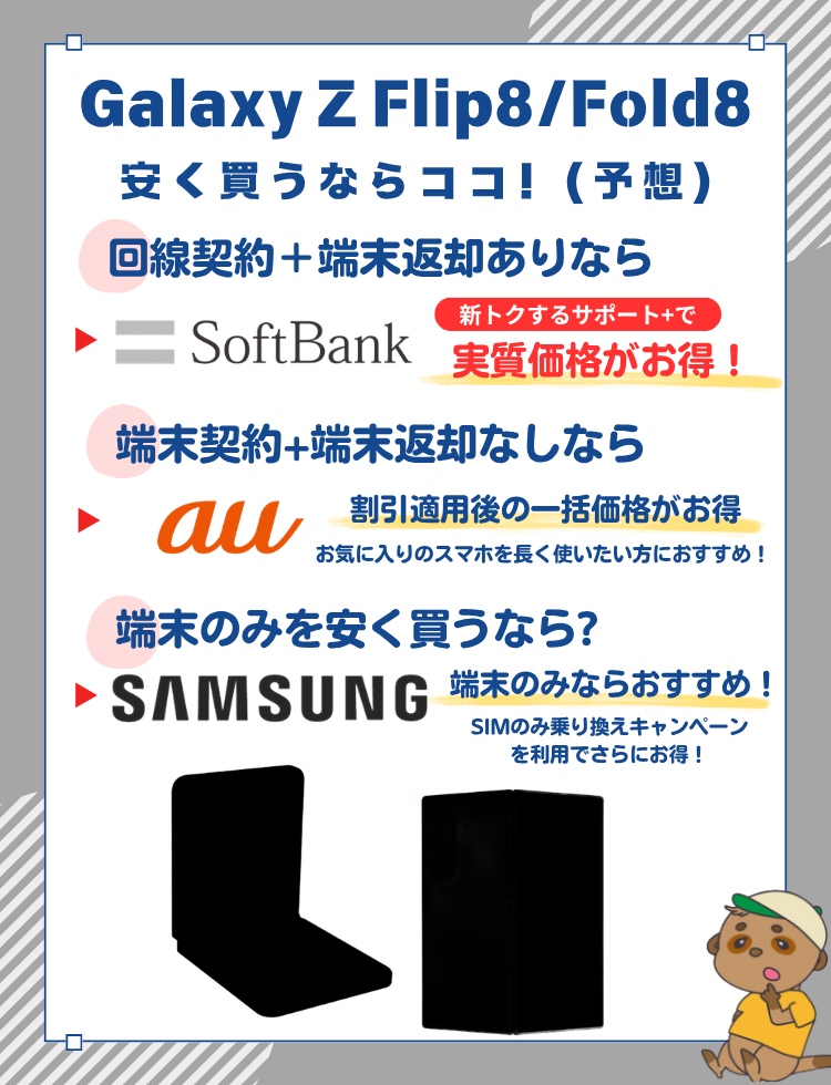 Galaxy Z Flip8/Fold8を安く買う方法