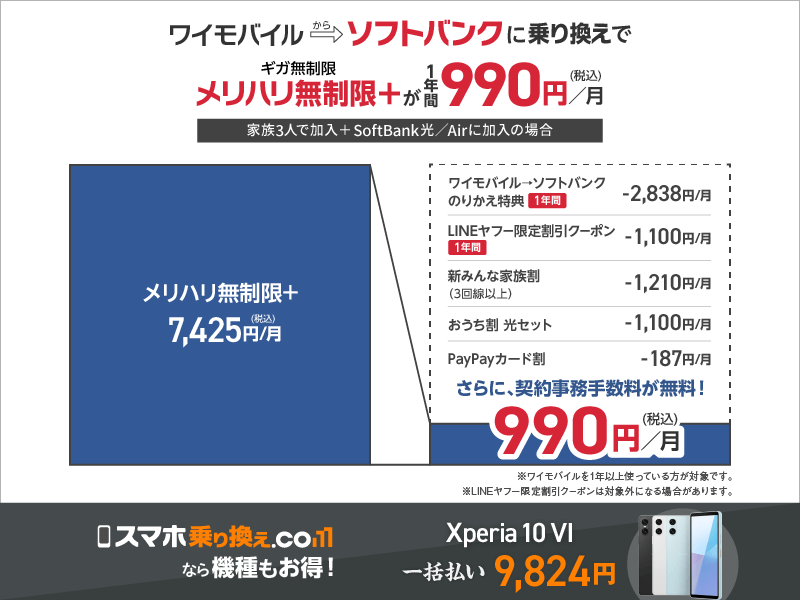 ワイモバイル→ソフトバンクのりかえ特典_Xperia10VI