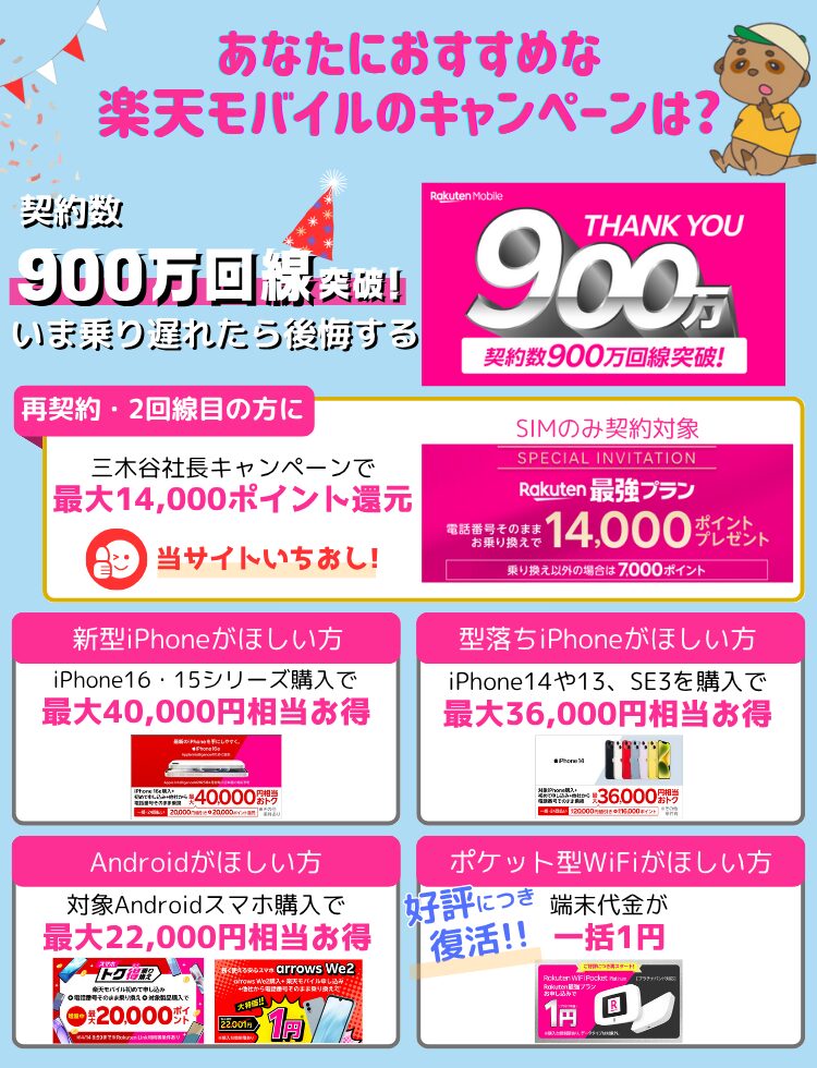 楽天モバイルおすすめキャンペーン
