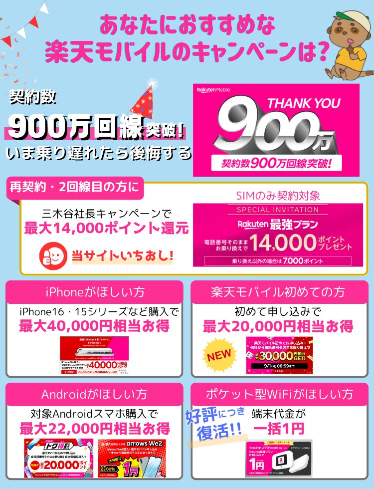 楽天モバイルおすすめキャンペーン