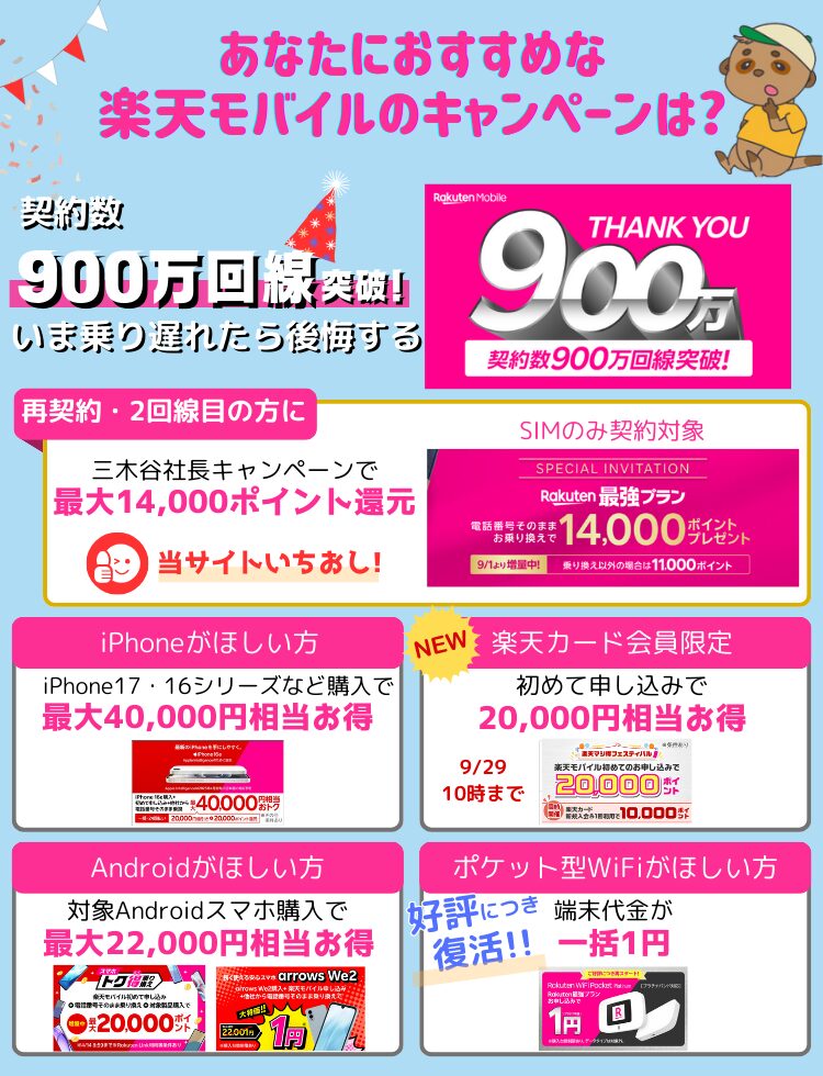楽天モバイルおすすめキャンペーン