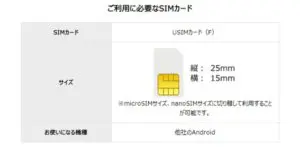 適合するSIMカード