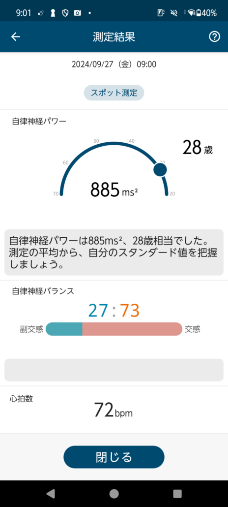 自律神経 計測結果