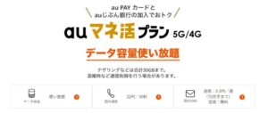 auマネ活プラン 5G/4Gの月額料金