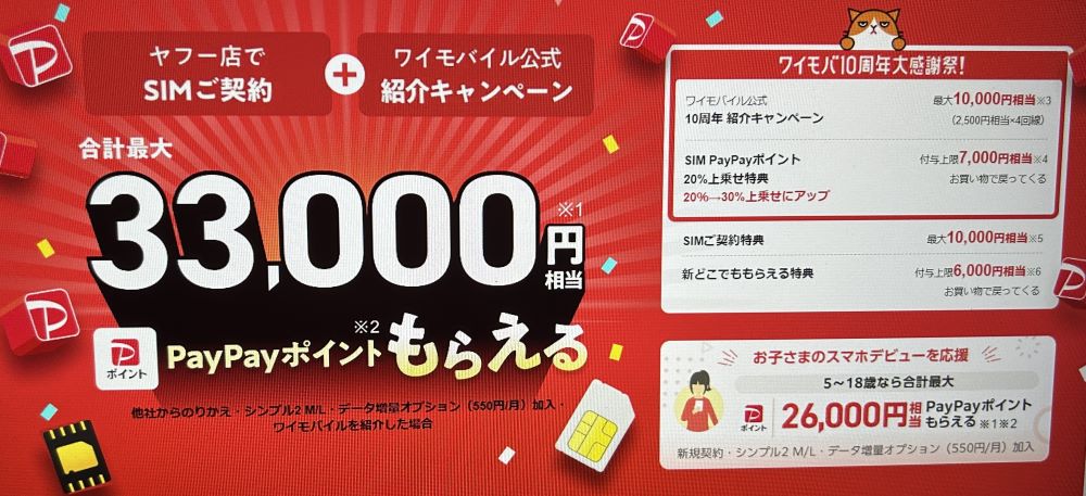 ワイモバイル ヤフー店 3.3万円 PayPayポイント