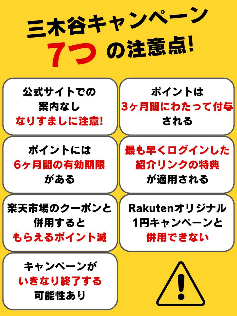 三木谷キャンペーンの注意点