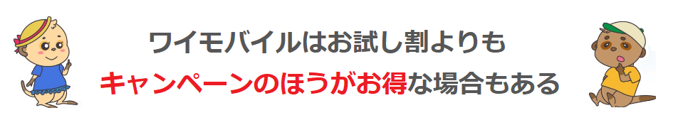 ワイモバイルはお試し割よりもキャンペーンのほうがお得な場合もある