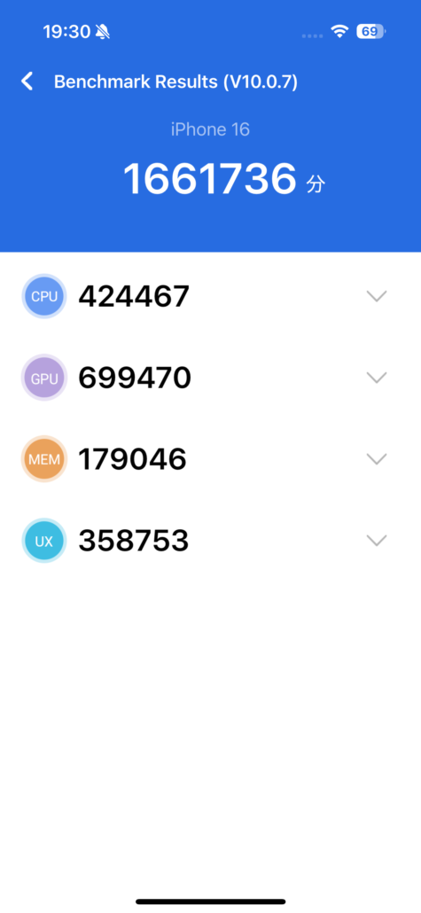 iPhone 16 ベンチマークスコア(2)
