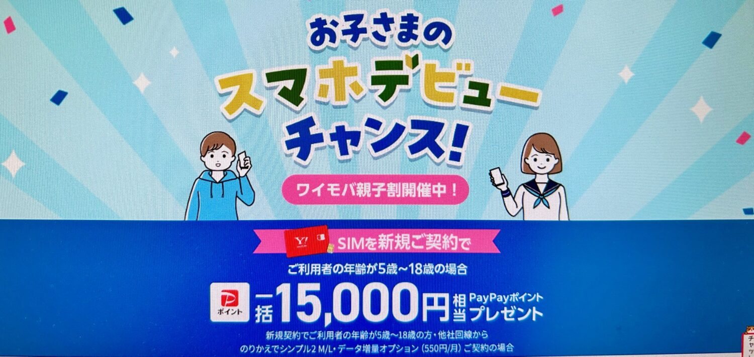 ワイモバイルオンラインストア公式のSIMキャンペーン(U18)