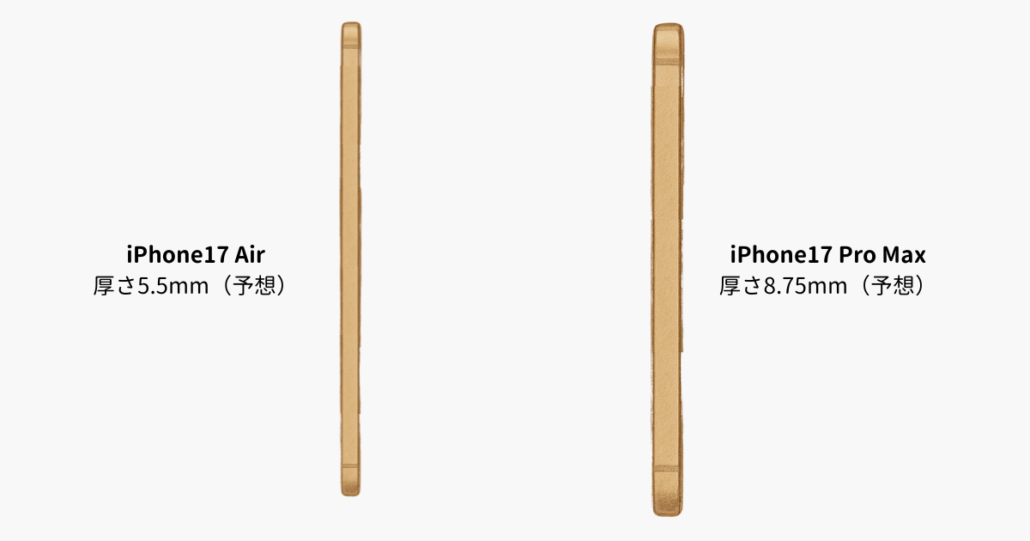 iPhone17AirとiPhone17ProMaxの厚みの違い