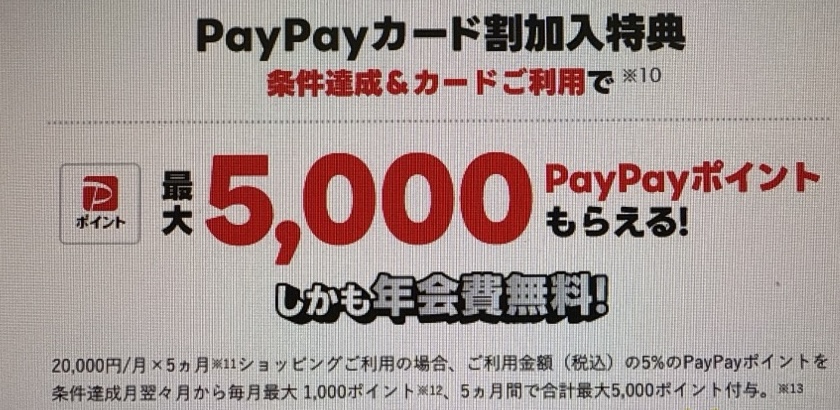 PayPayカード割加入特典