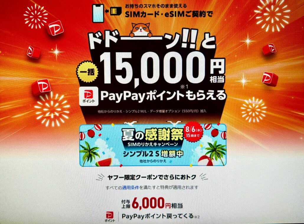 ワイモバイルヤフー店-SIMご契約特典-8/6まで
