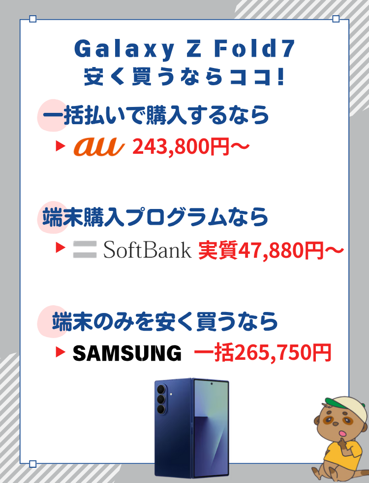 Galaxy Z Fold7の最安値