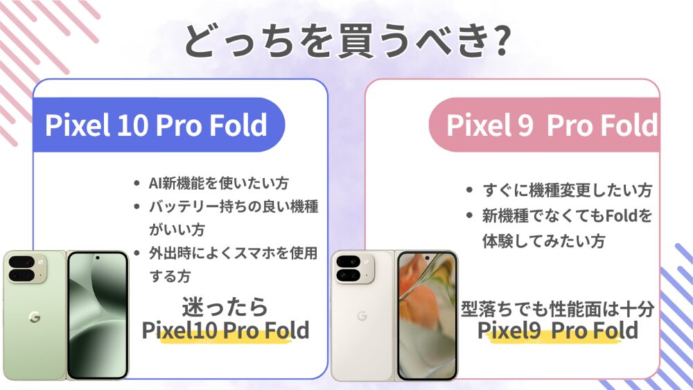 Pixel10 Pro Fold・Pixel9 Pro Fold どっちを買うべき