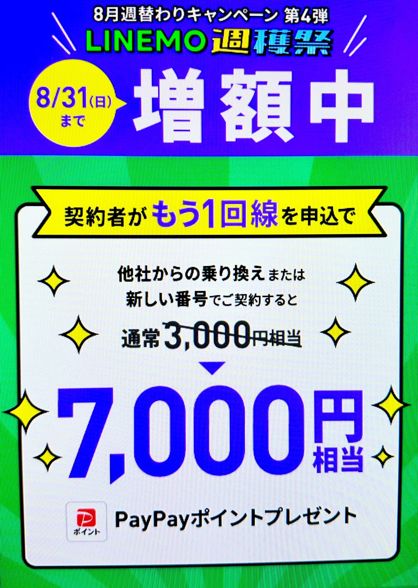 契約者向け!追加申込キャンペーン(8/31まで増額)