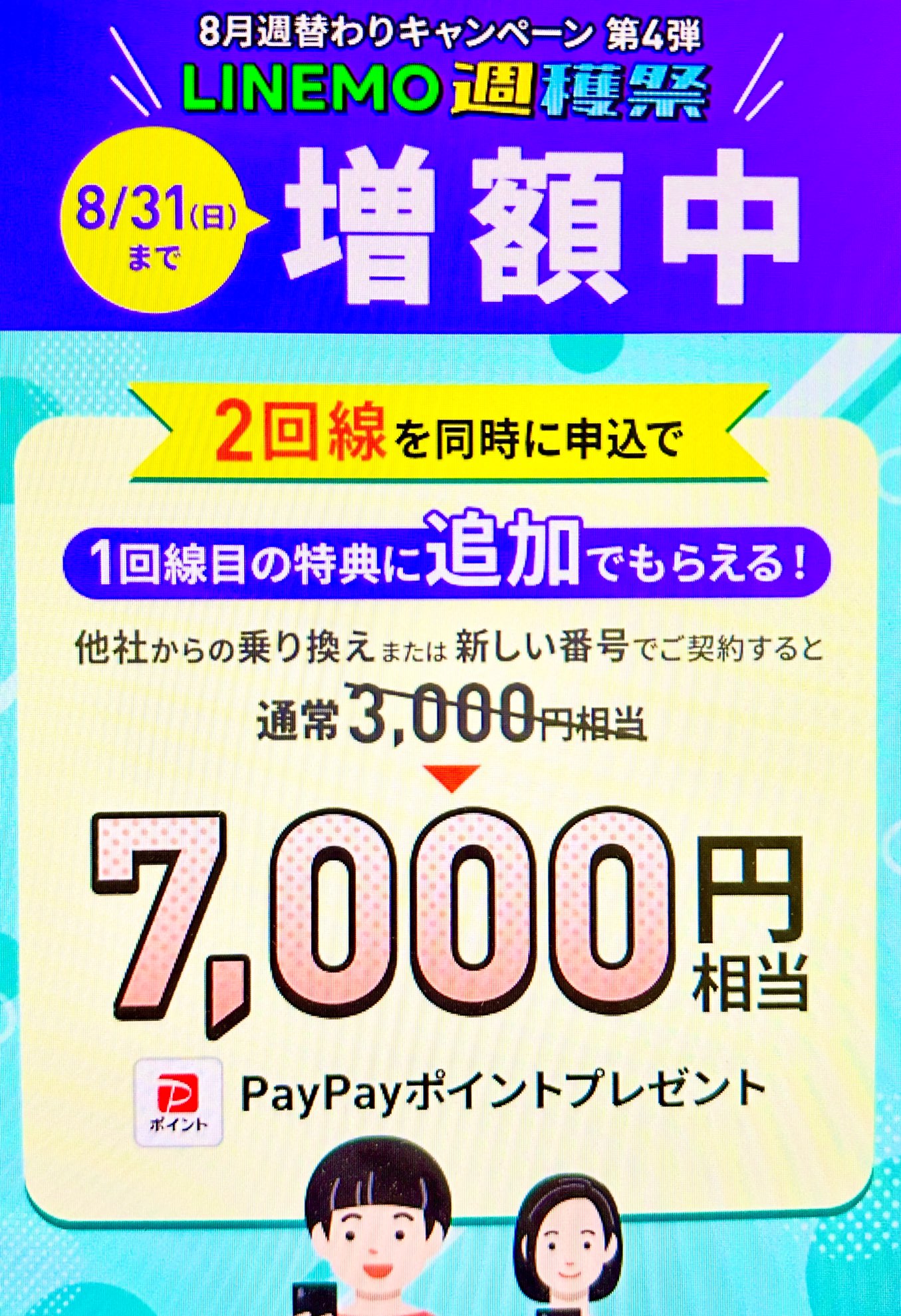 2回線まとめて申し込みでPayPayポイントプレゼントキャンペーン(8/31まで増額)