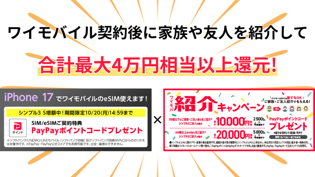 ワイモバイルキャンペーン併用