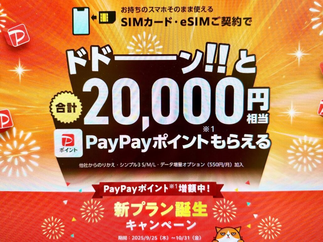 ワイモバイルヤフー店-SIMご契約特典-新プラン増額