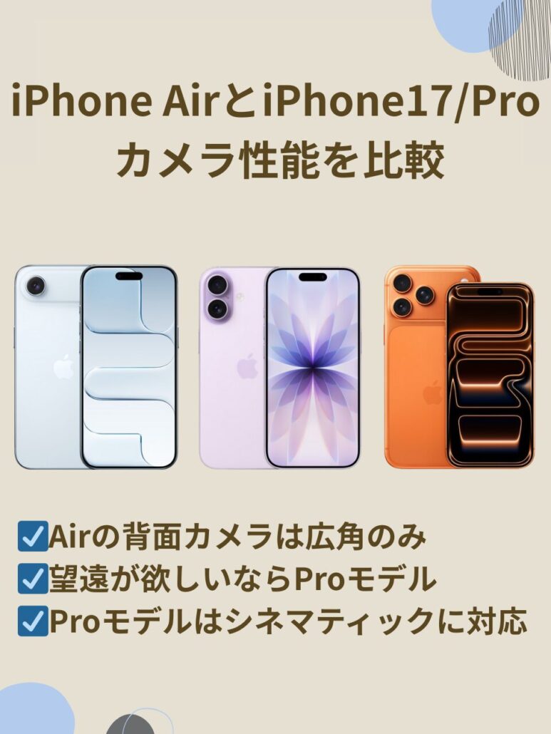 iPhone AirとiPhone17のカメラ比較