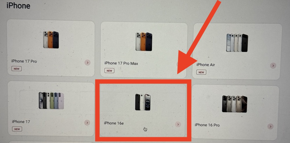 ドコモオンラインショップ 機種のみ購入 購入したいiPhoneをタップ