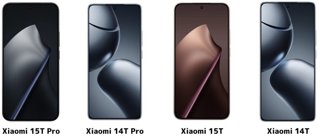 Xiaomi 15T15T ProとXiaomi 14T14T Proの正面デザイン