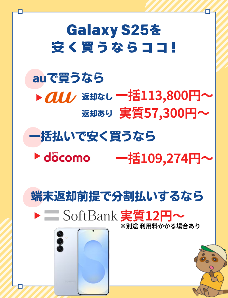 Galaxy S25 安く買える場所