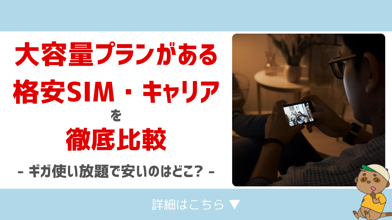 大容量プランでギガ使い放題できる格安SIM・キャリア