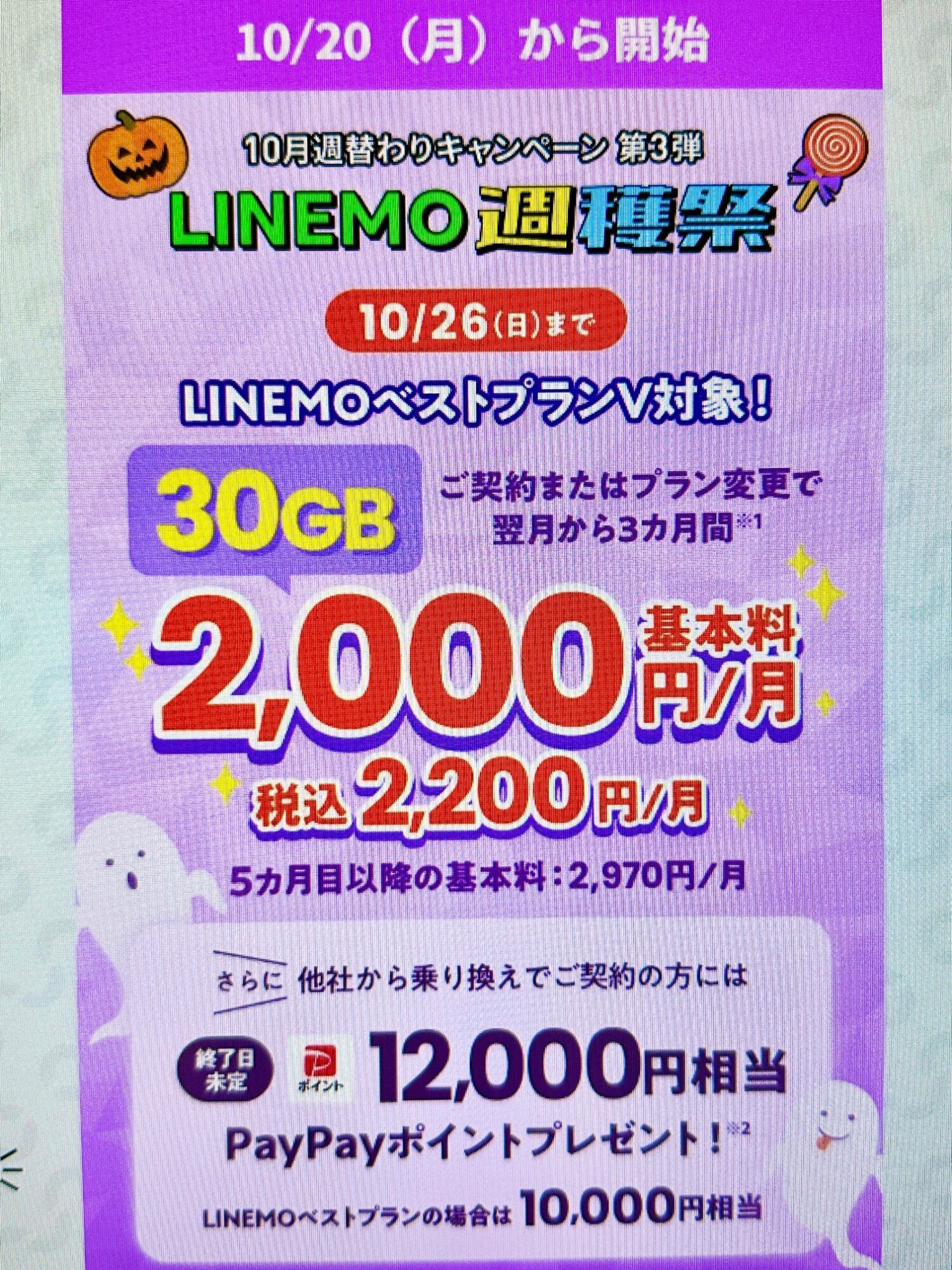 LINEMO週穫祭10月3週目