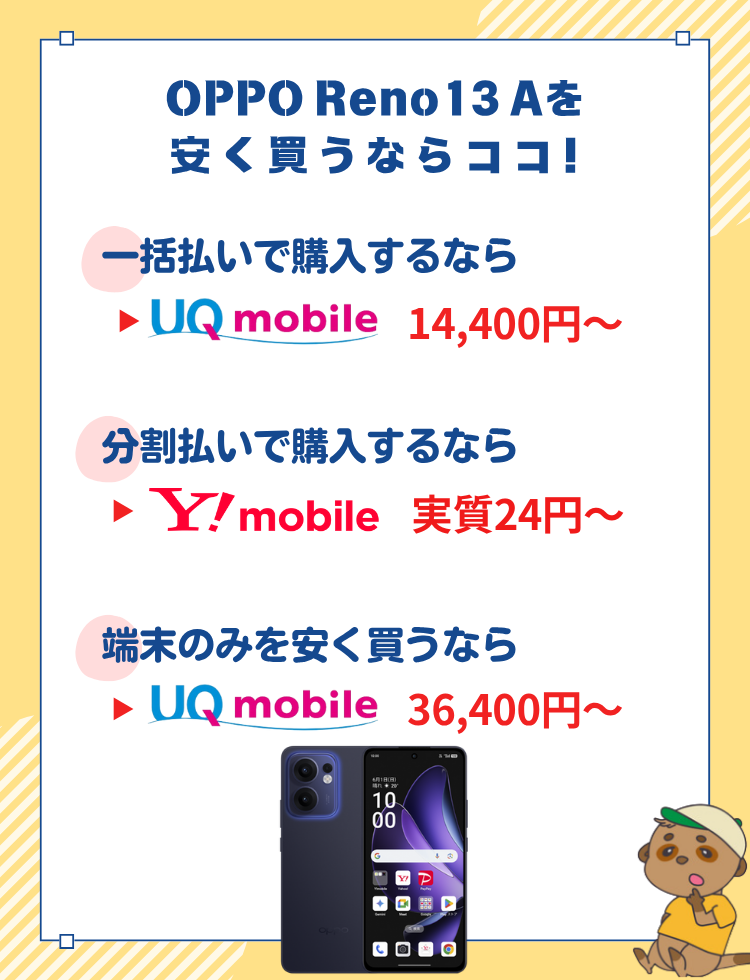 OPPO Reno13 A_安いのはどこ