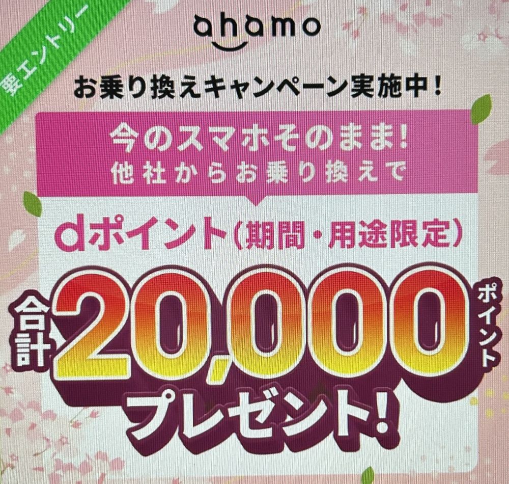 ahamoへのお乗り換えでdポイントプレゼントキャンペーン