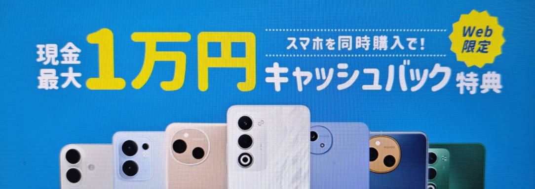 （公式Web限定）端末購入で現金最大1万円キャッシュパック