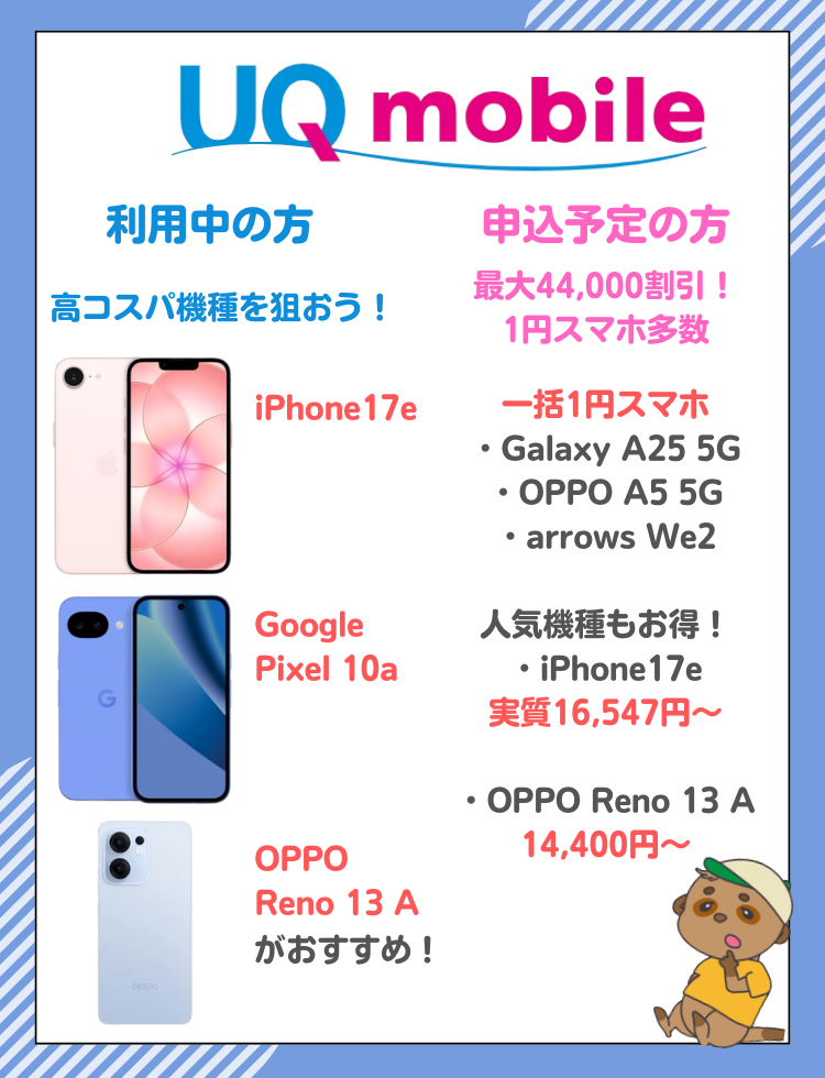 UQモバイルおすすめスマホ