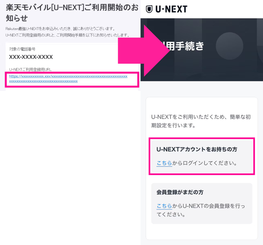 すでにU-NEXTアカウントを持っている方の利用開始手順