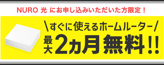 NURO光　ホームルーター　2ヶ月無料