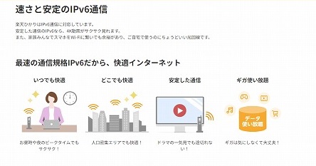 楽天ひかり　IPv6通信サービス