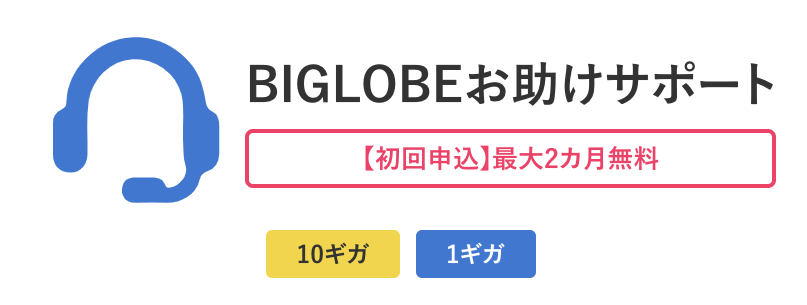 ビッグローブ光　お助けサポート　2ヶ月　無料