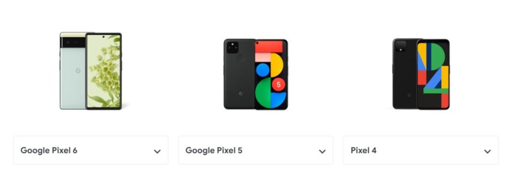 GooglePixel比較　Pixel6Pixel5Pixel4
