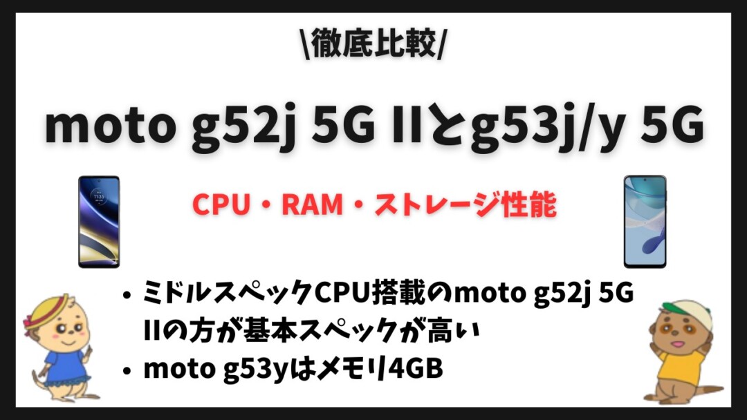 moto g52j 5G IIとmoto g53jy 5G_比較 