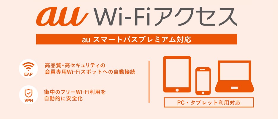 auスマートパスプレミアム　au WiFiにアクセスできる