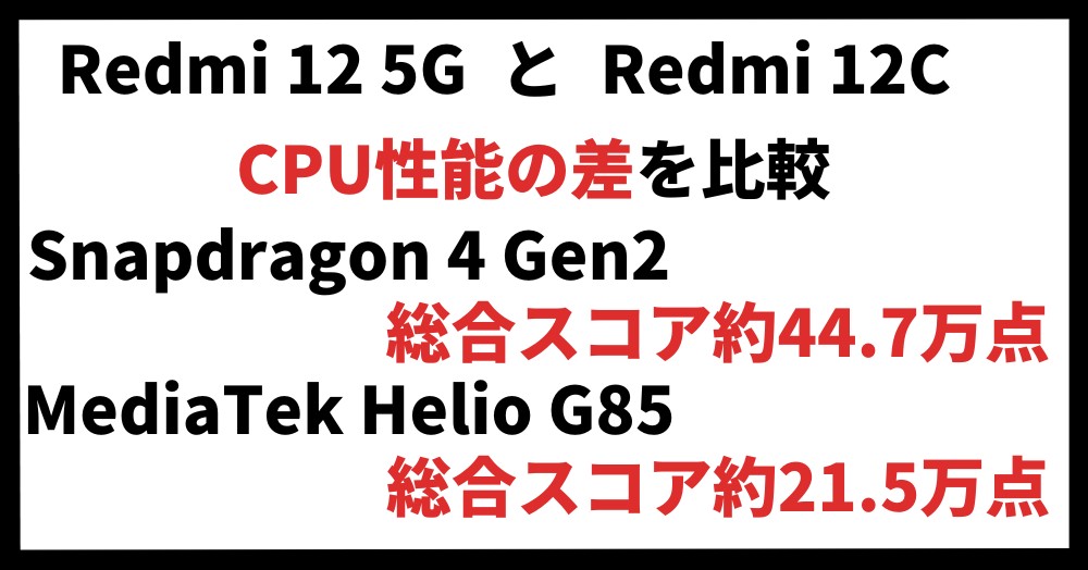 Redmi 12 5GとRedmi 12CのCPU性能の違いAntutuベンチマークを比較