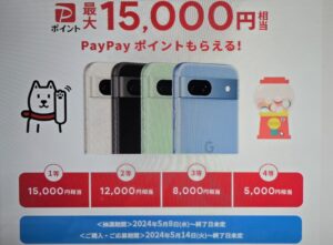 ソフトバンク限定ガチャ 事前応募&Pixel8a購入で最大15,000円相当のPayPayポイントが当たる!