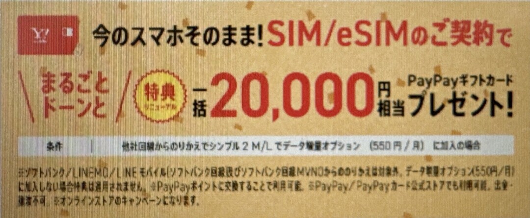 【特典リニューアル!】SIMカード/eSIMご契約でPayPayポイントプレゼント!